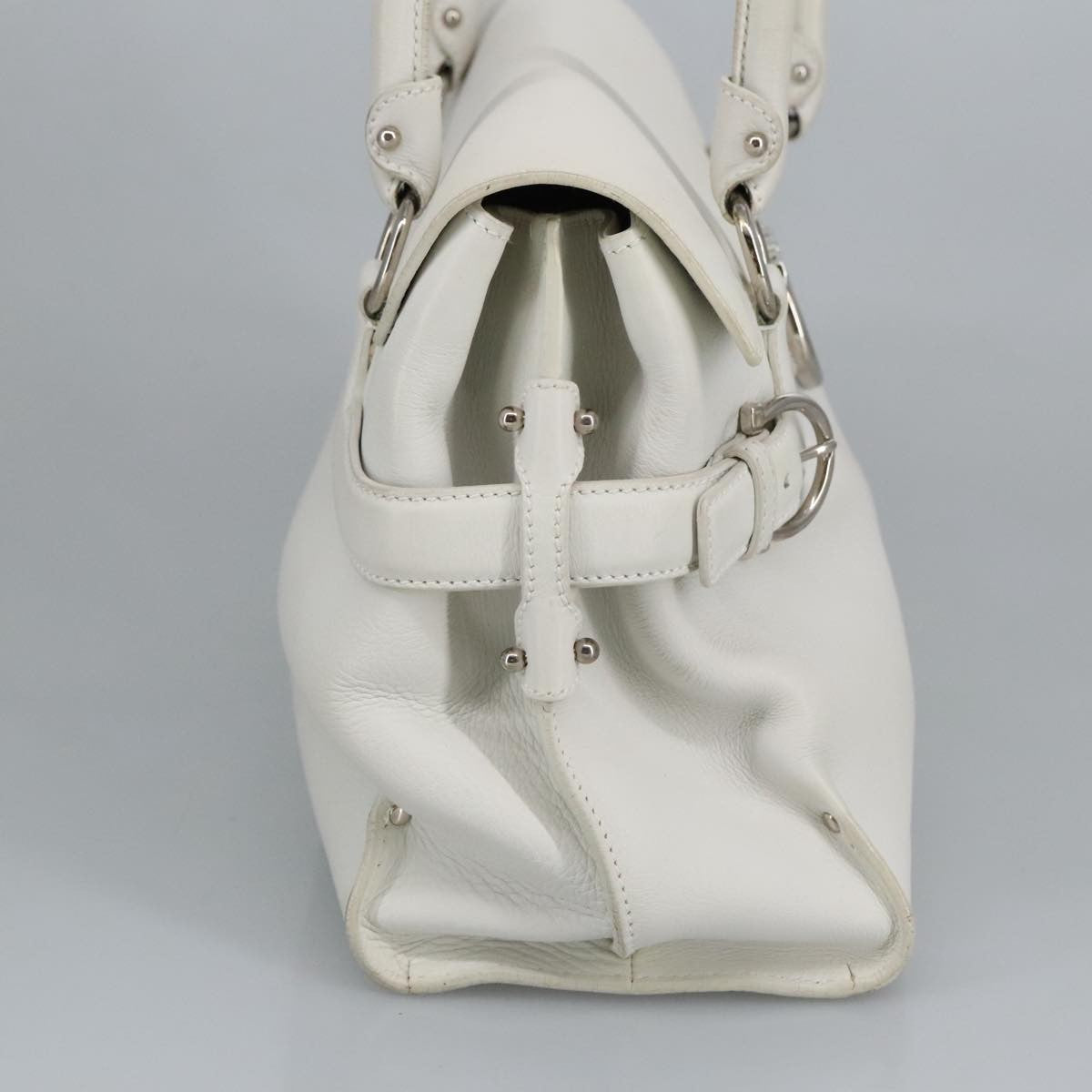 Salvatore Ferragamo Virna Satchel Leather, WHITE, LEATHER, Shoulder bag