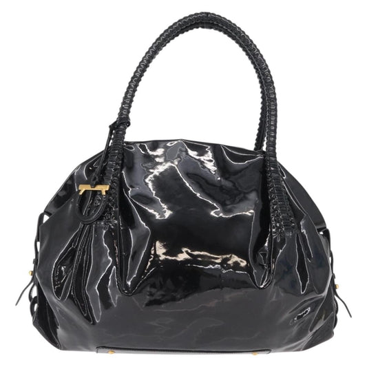 Salvatore Ferragamo Gancini Tote Patent leather, BLACK, PATENT_LEATHER, Tote bag