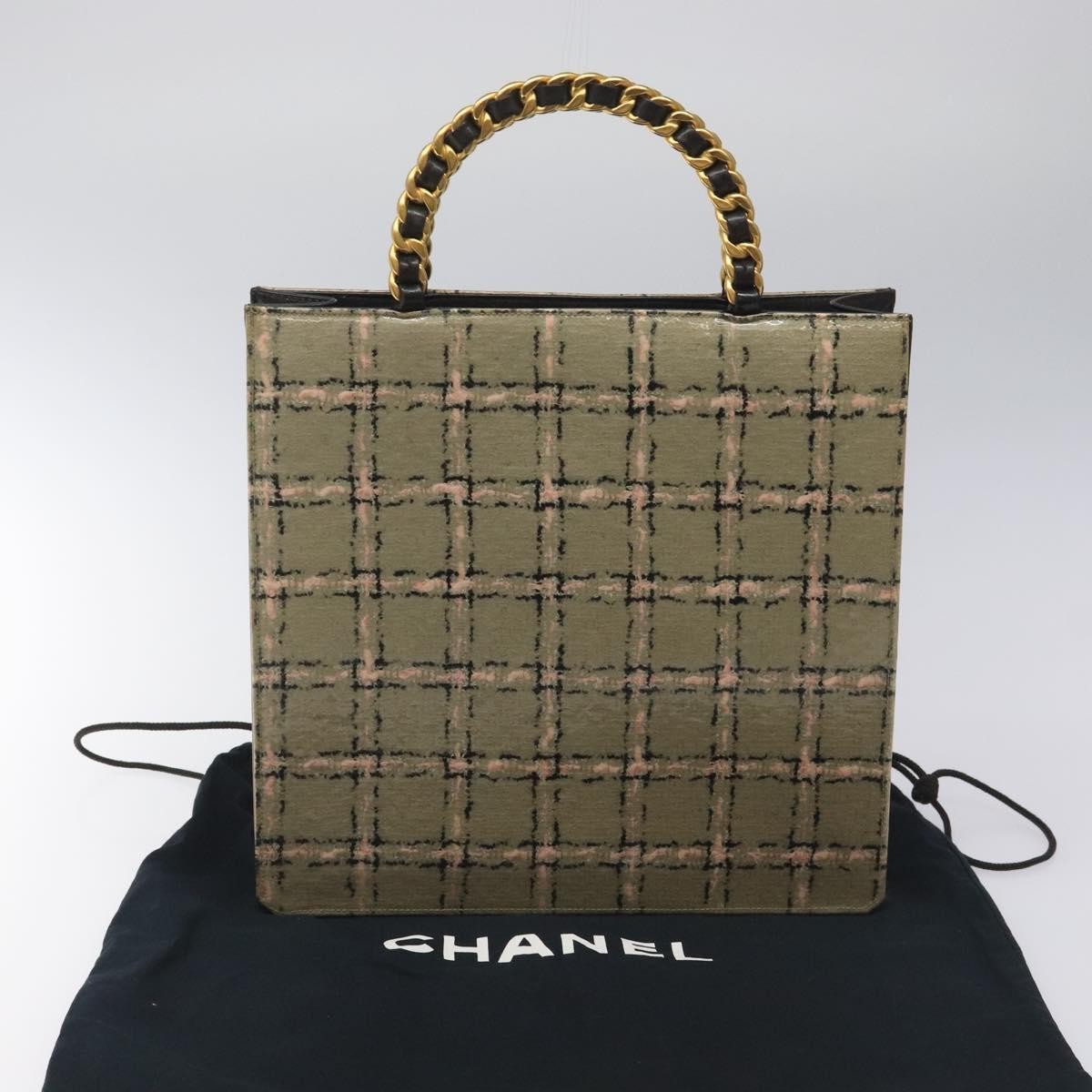 Chanel Vintage Chocolate Bar Tote Leather, Beige, Leather, Tote Bag