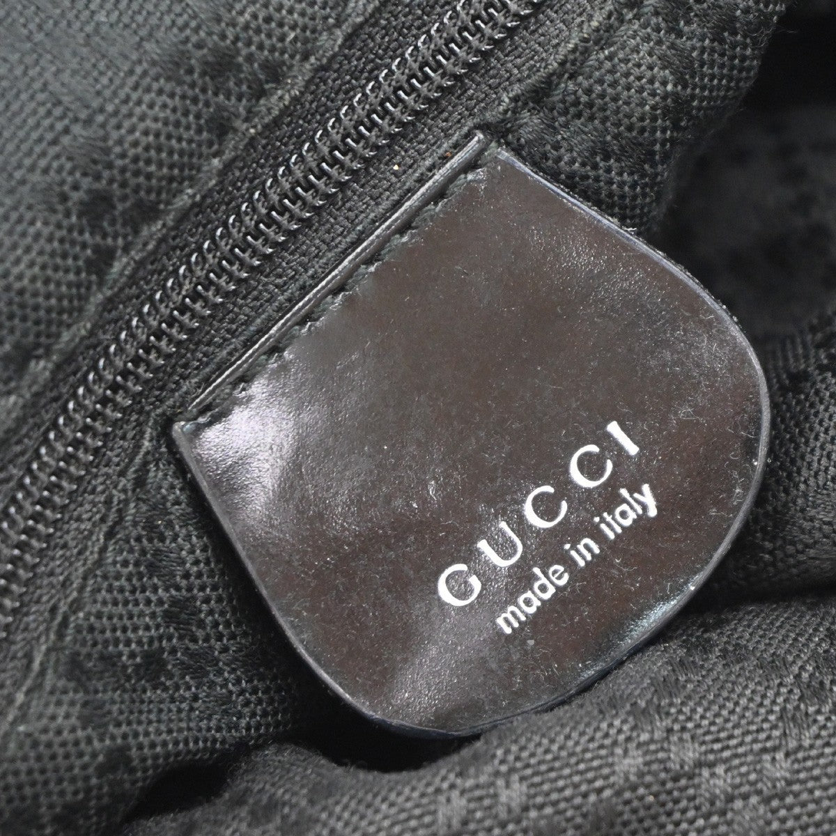 Gucci Vintage Bamboo Handle Open Hobo Nylon, BLACK, NYLON, Shoulder bag