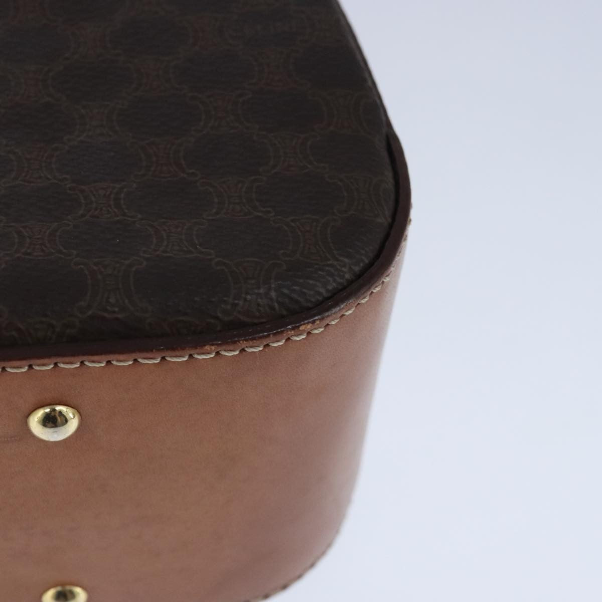 Celine Vintage Convertible Top Handle Bag Macadam Coated Canvas, Brown, Canvas, Handbag