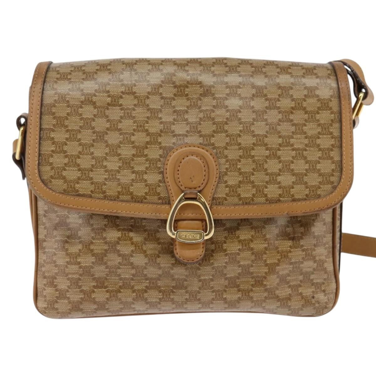Celine Macadam Shoulder Bag PVC Leather, BEIGE, CANVAS, Shoulder bag