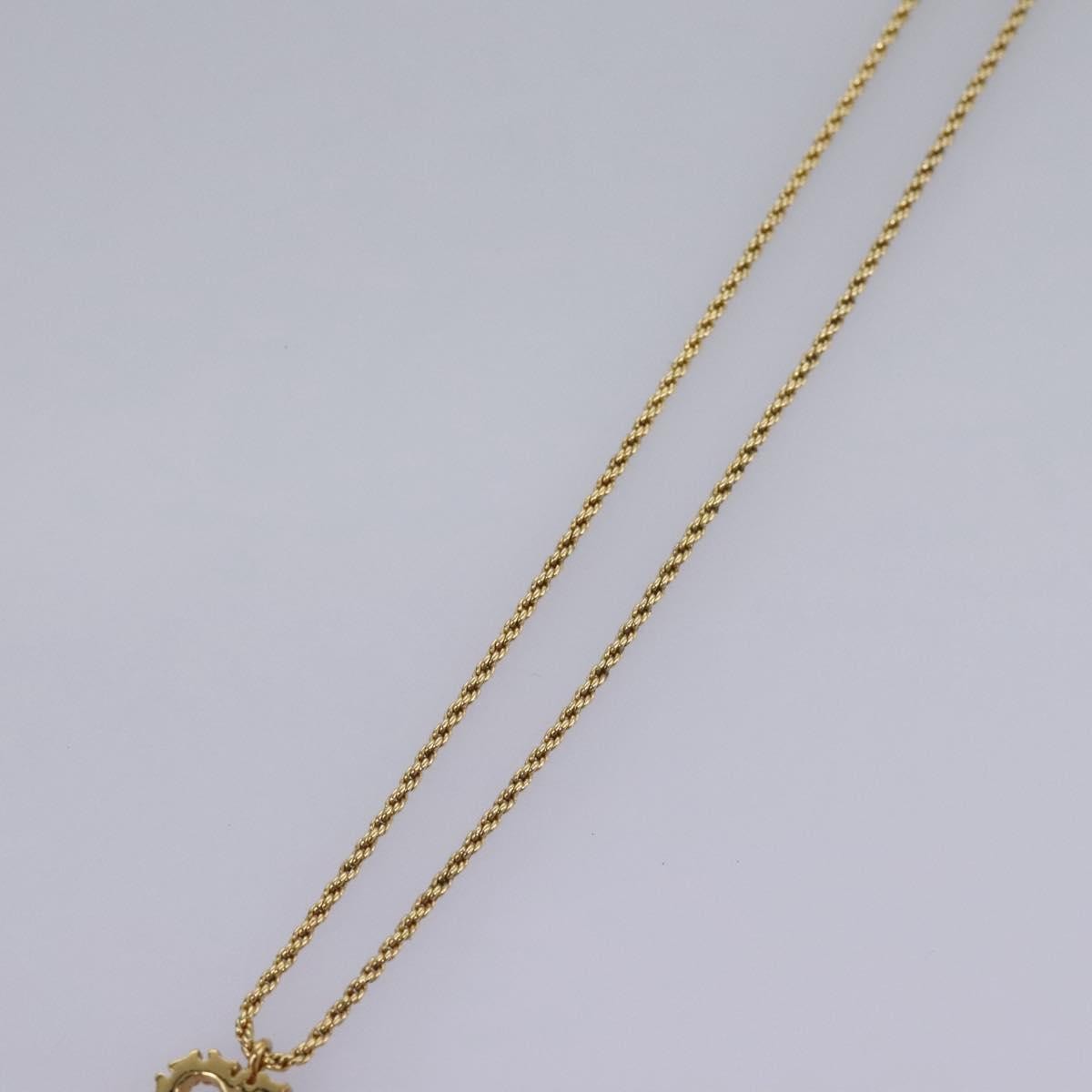 Christian Dior Logo Heart Pendant Necklace Metal with Crystal, GOLD, METAL, Necklace