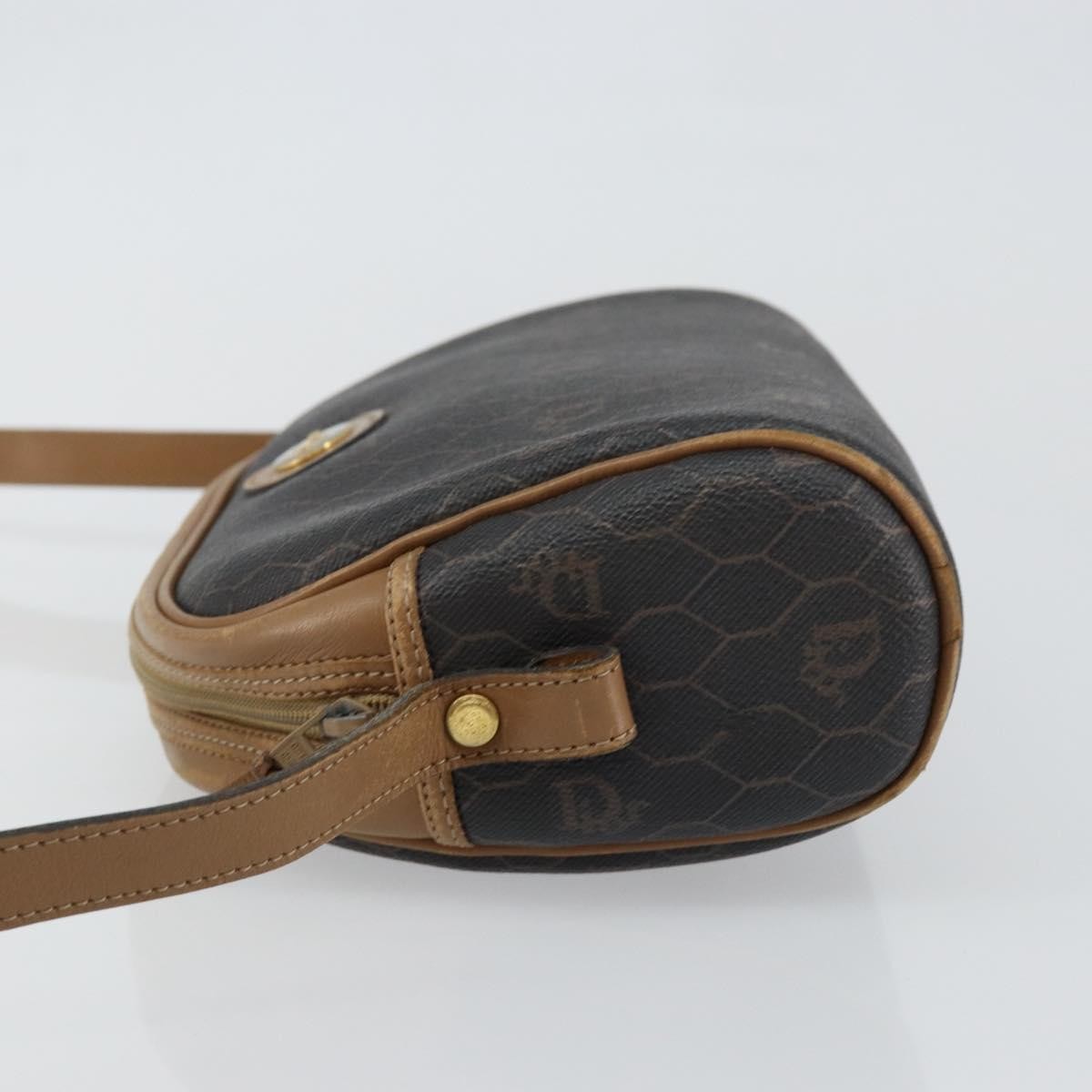 Christian Dior Vintage Honeycomb Shoulder Bag Canvas and Leather, BLACK, CANVAS, Shoulder bag