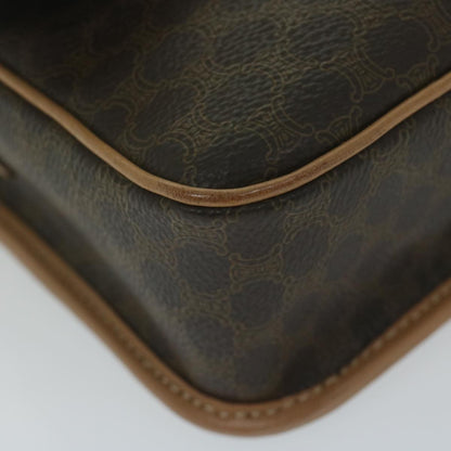 Celine Vintage Macadam Circle Logo Shoulder Bag Canvas and Leather, Brown, Canvas, Shoulder Bag