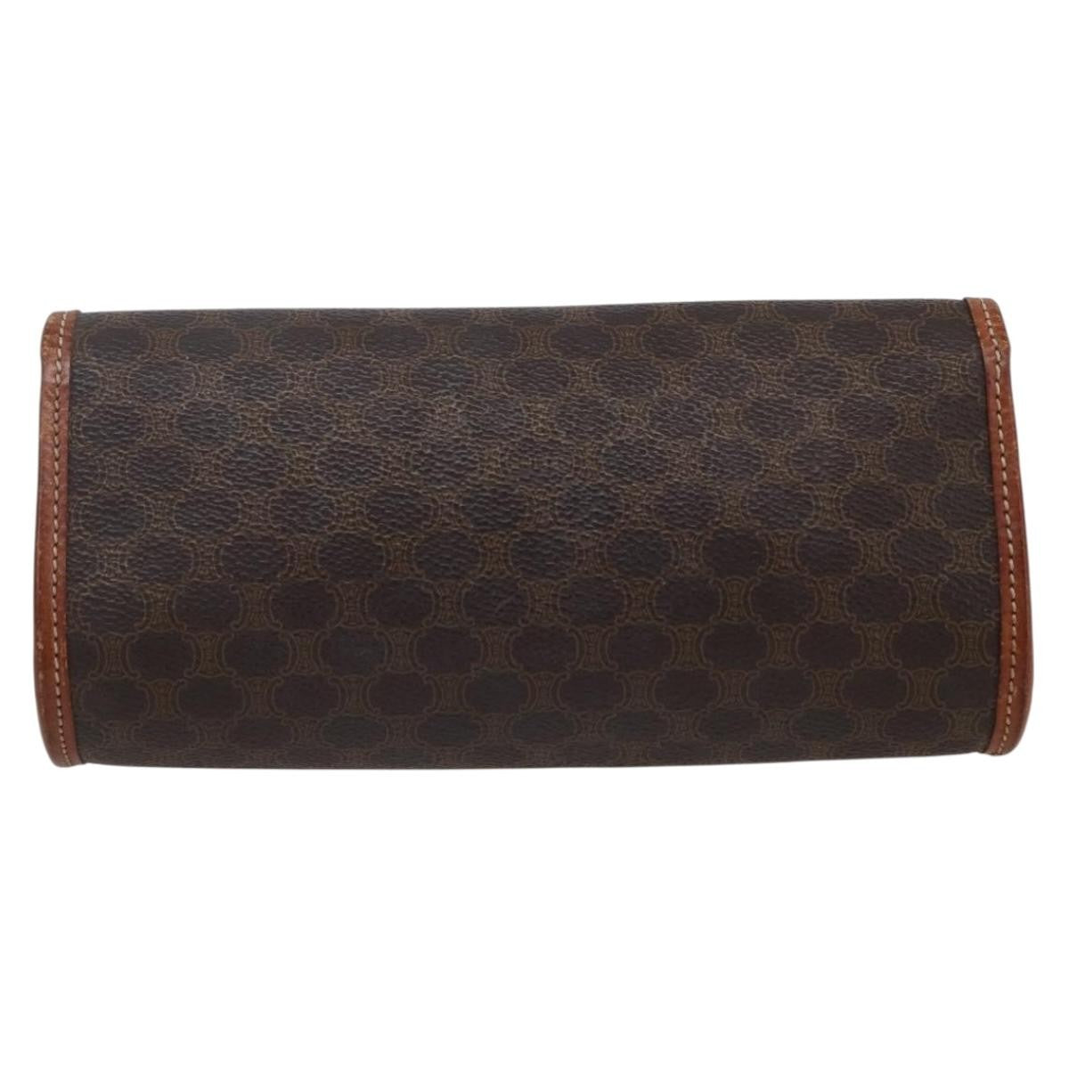Celine Macadam Pochette Canvas and Leather, BROWN, CANVAS, Clutche & pouche