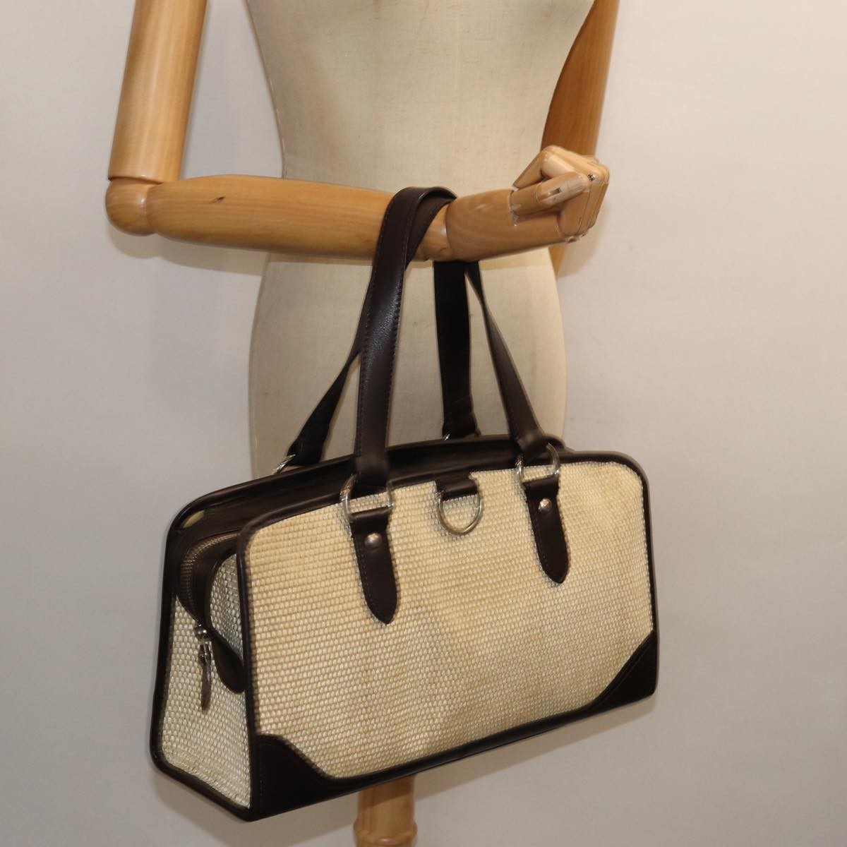 Burberry Vintage Handbag Leather, BEIGE, WOOD, Handbag