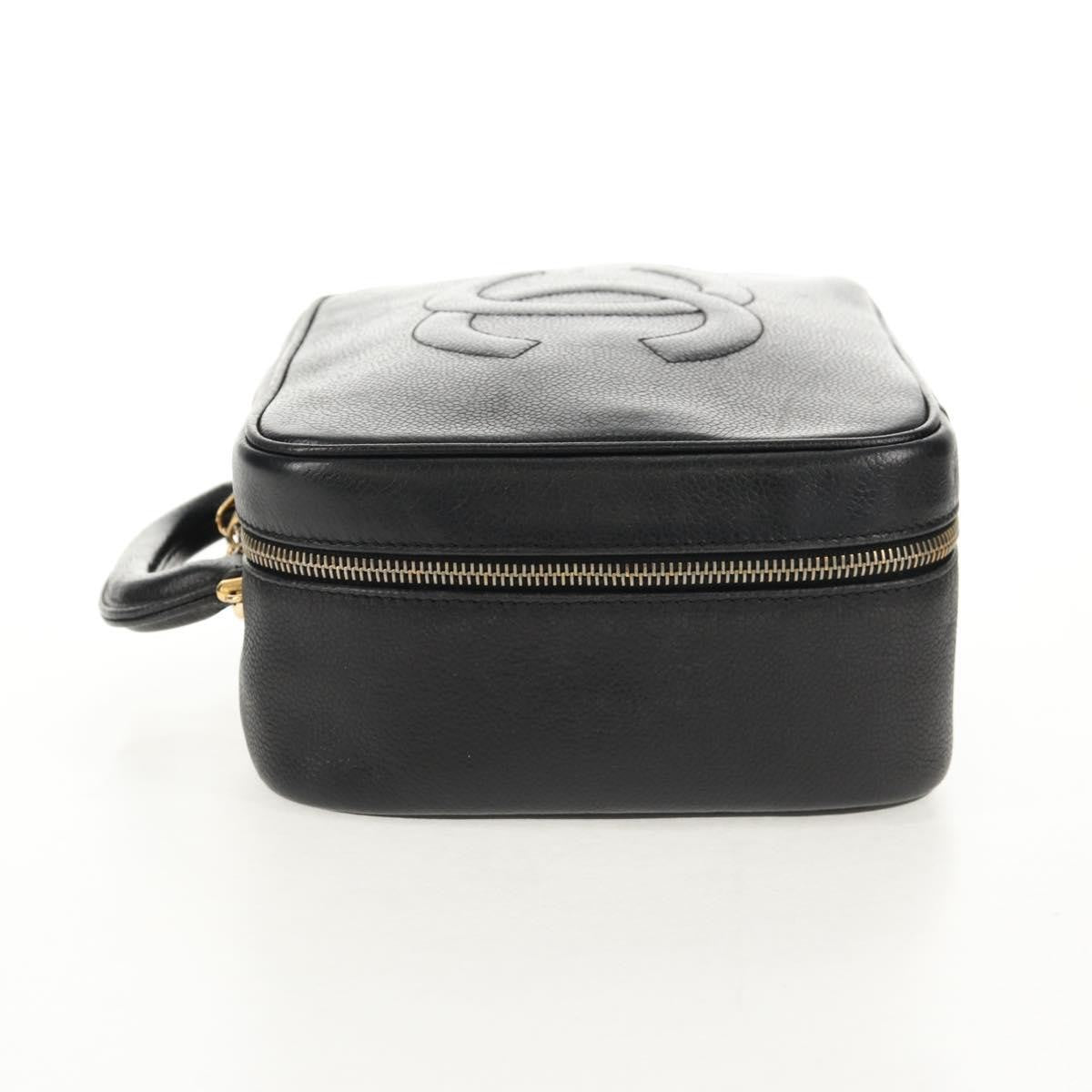 Chanel Vintage Timeless Zip Around Vanity Case Caviar, Black, Leather, Clutch