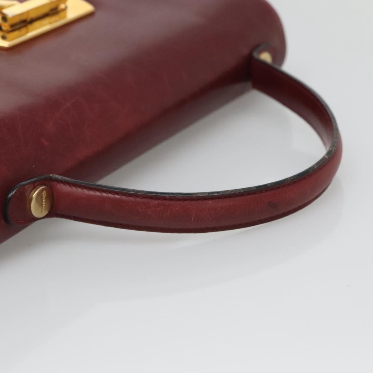 Salvatore Ferragamo Gancini handbag Leather, BURGUNDY, LEATHER, Handbag
