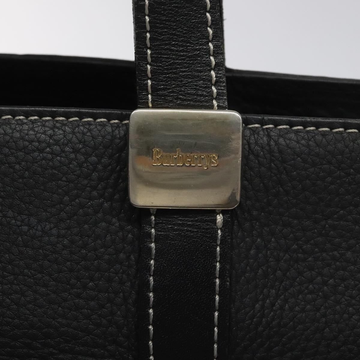 Burberry Handle Tote Leather, BLACK, LEATHER, Tote bag