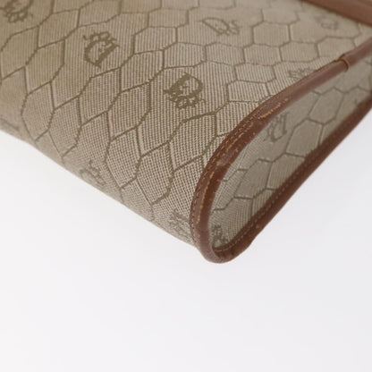 Christian Dior Vintage Honeycomb Zip Pouch Canvas and Leather, BEIGE, CANVAS, Clutche & pouche
