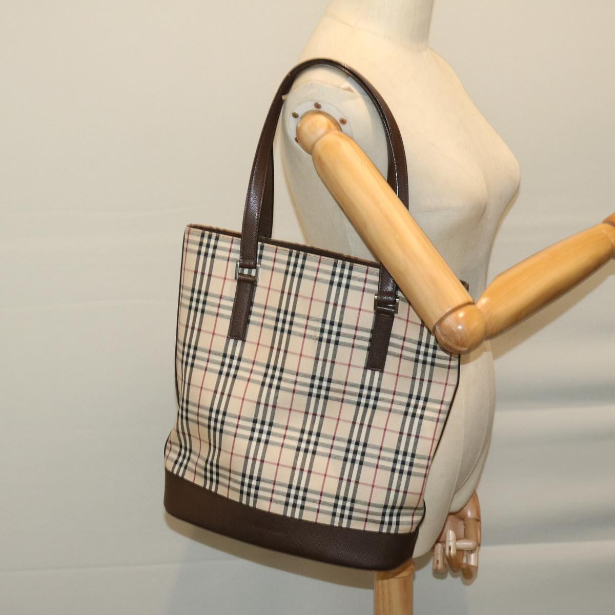 Burberry Nova Check Tote Nylon, BEIGE, NYLON, Tote bag