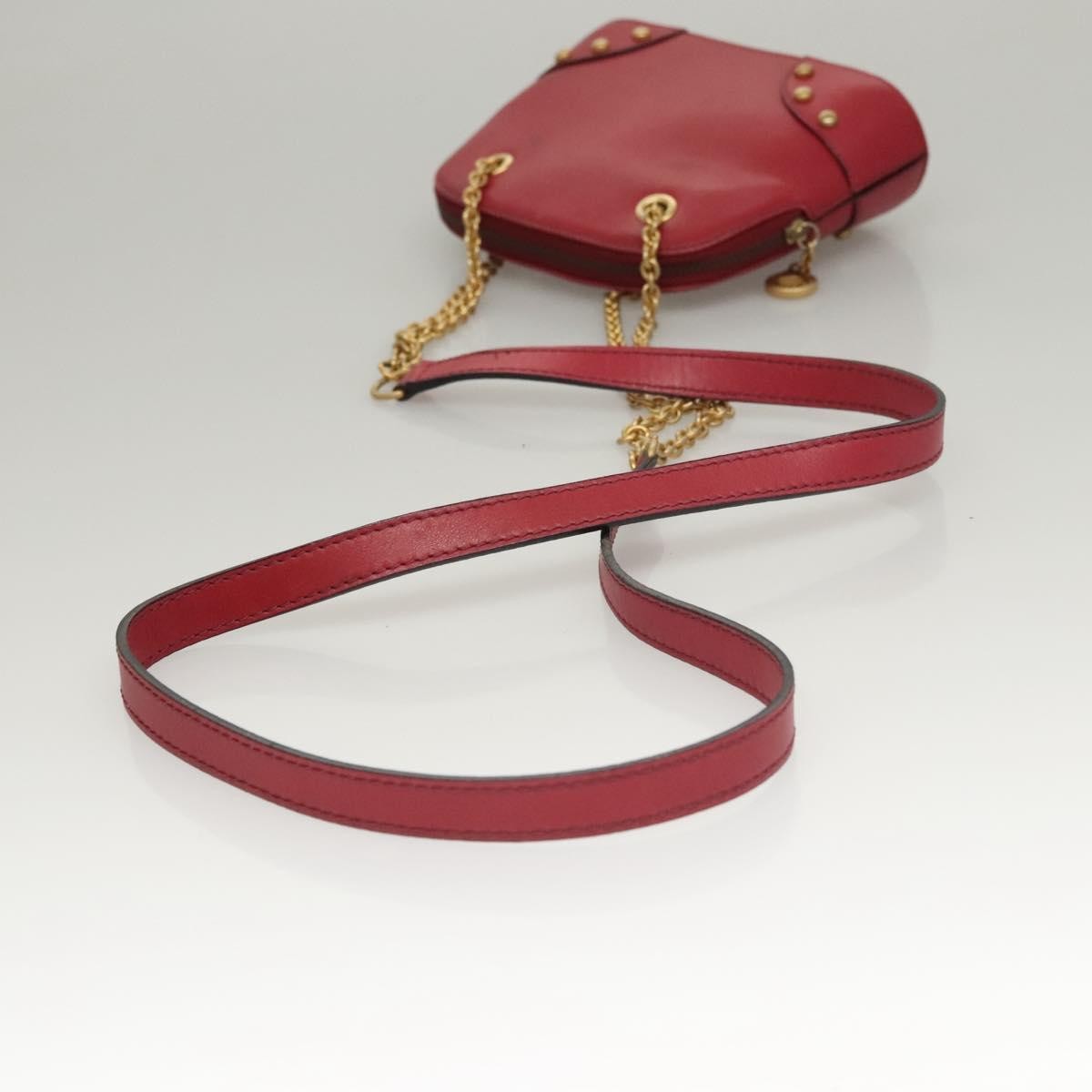 Celine Zip Around Chain Shoulder Bag Leather, RED, LEATHER, Shoulder bag