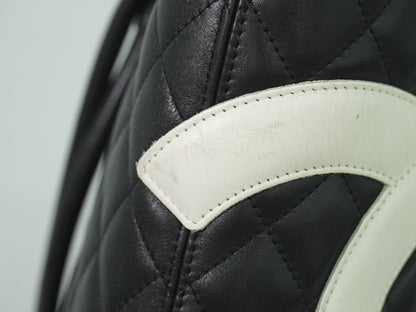 Chanel Cambon Tote Quilted Leather, BLACK, LEATHER, Tote bag