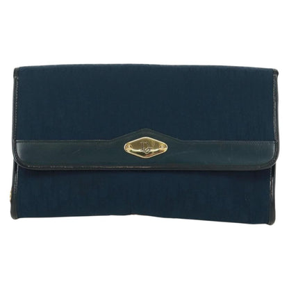 Christian Dior Vintage Chain Flap Shoulder Bag Diorissimo Canvas, Navy, Canvas, Shoulder Bag