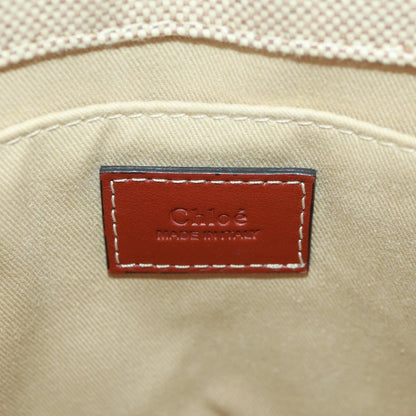 Chloe Woody Convertible Tote Canvas with Leather, BEIGE, CANVAS, Tote bag