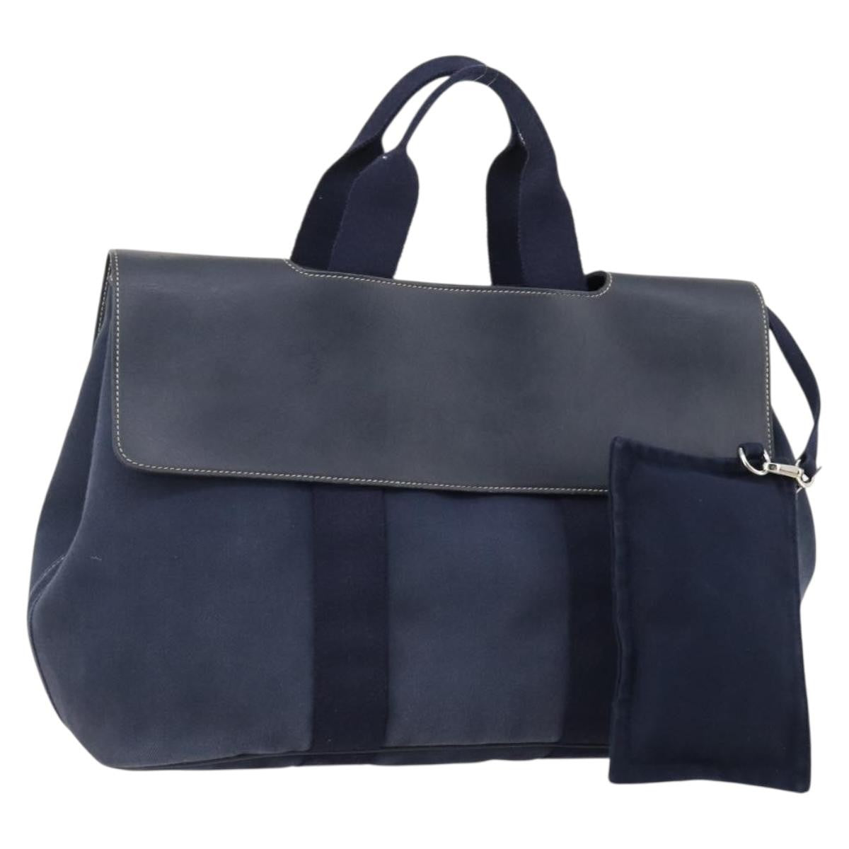 Hermes Valparaiso Bag Toile and Leather, NAVY, CANVAS, Handbag