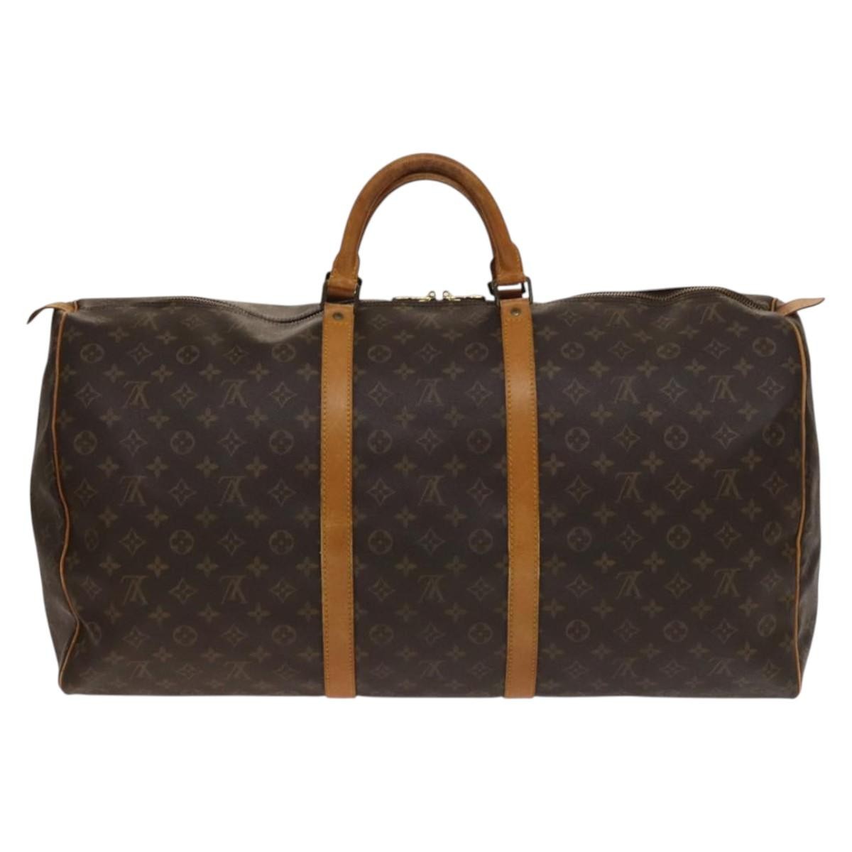 Louis Vuitton Keepall Bag Monogram Canvas, BROWN, CANVAS, Travel bag