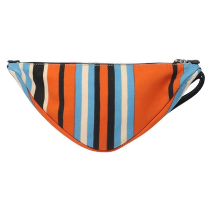 Prada Triangle Logo Wristlet Pouch Canvas, ORANGE, CANVAS, Clutche & pouche