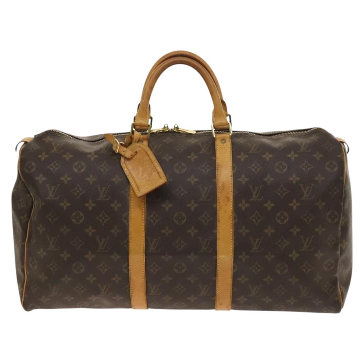 Louis Vuitton Keepall Bag Monogram Canvas, BROWN, CANVAS, Travel bag