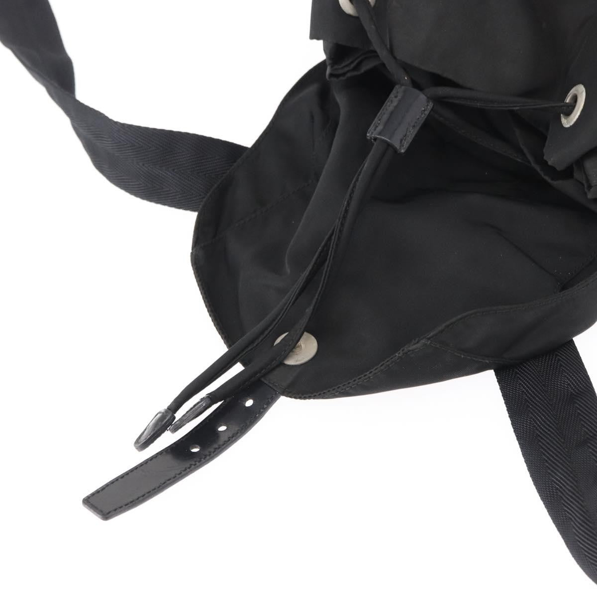 Prada Vela Double Front Pocket Backpack Tessuto with Saffiano Leather, BLACK, NYLON, Backpack
