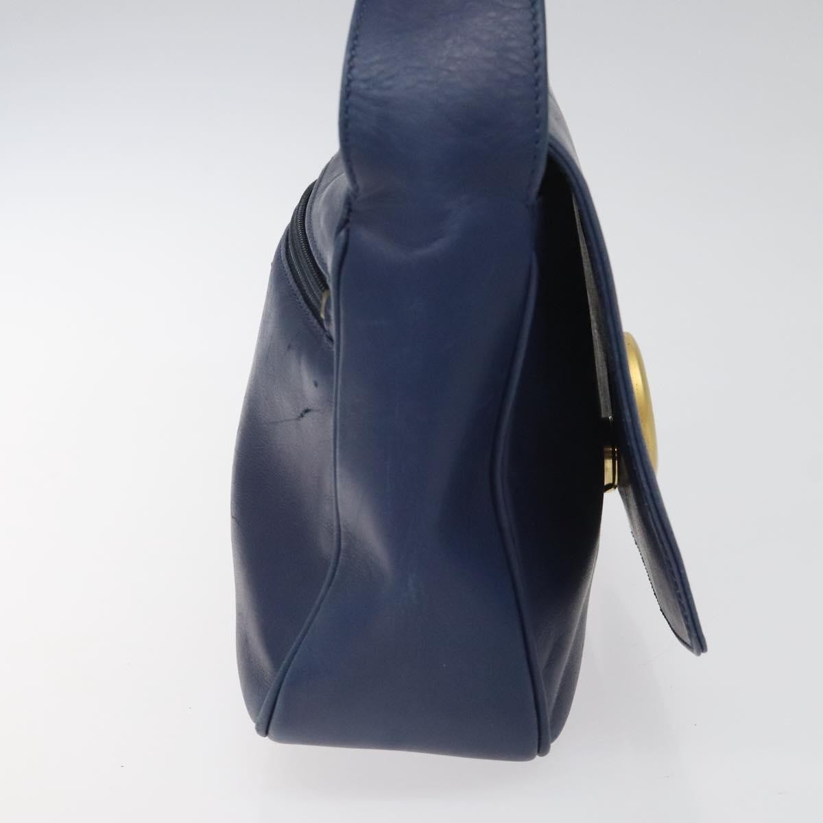 Celine Vintage Circle Logo Crossbody Bag Leather, BLUE, LEATHER, Crossbody bag