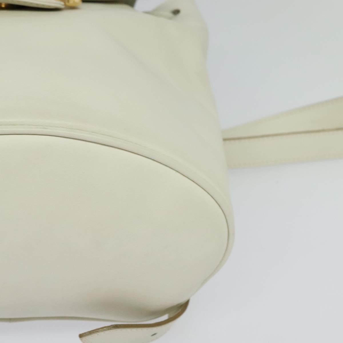 Salvatore Ferragamo Gancini Flap Drawstring Backpack Leather, WHITE, LEATHER, Backpack