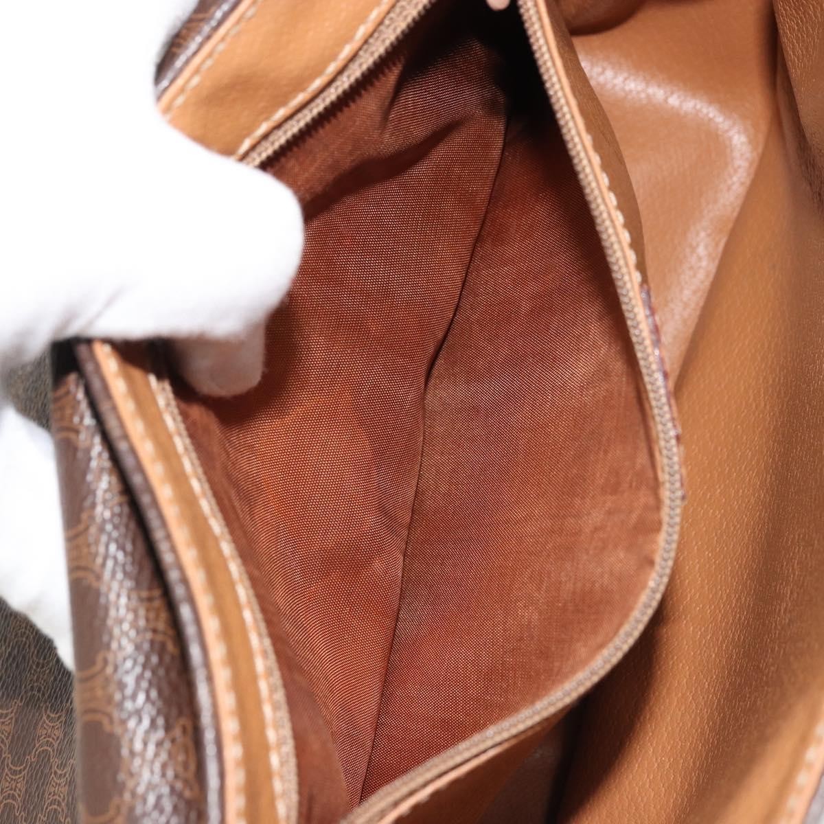 Celine Vintage Macadam Shoulder Bag Canvas and Leather, Brown, Canvas, Shoulder Bag