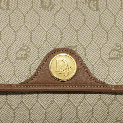 Christian Dior Vintage Honeycomb Flap Crossbody Bag Coated Canvas, BEIGE, CANVAS, Crossbody bag