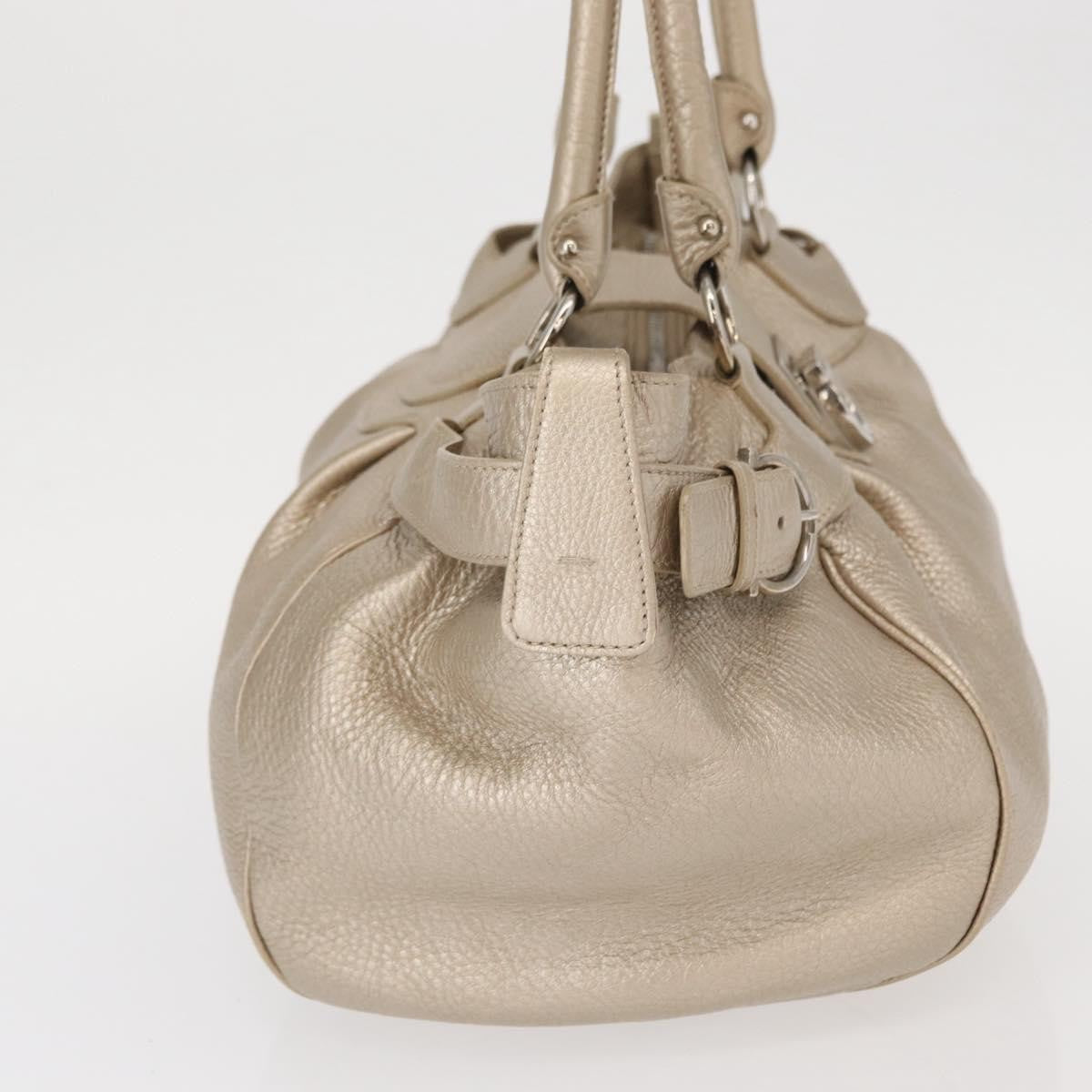 Salvatore Ferragamo Gancini handbag Leather, GOLD, LEATHER, Handbag