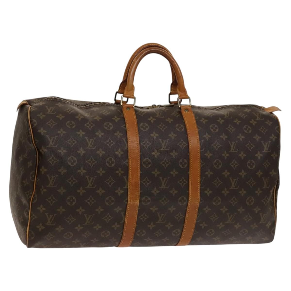 Louis Vuitton Keepall Bag Monogram Canvas, BROWN, CANVAS, Travel bag