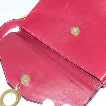 Celine Circle logo Leather, BURGUNDY, LEATHER, Shoulder bag