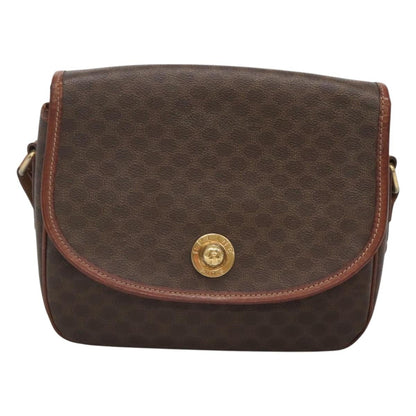 Celine Vintage Macadam Shoulder Bag Canvas and Leather, Brown, Canvas, Shoulder Bag