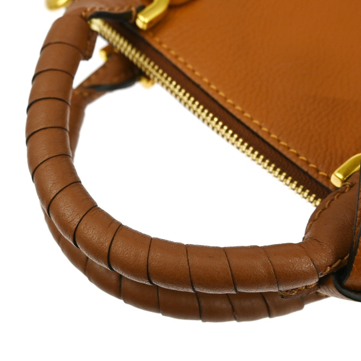 Chloe Marcie Satchel Leather, BROWN, LEATHER, Handbag