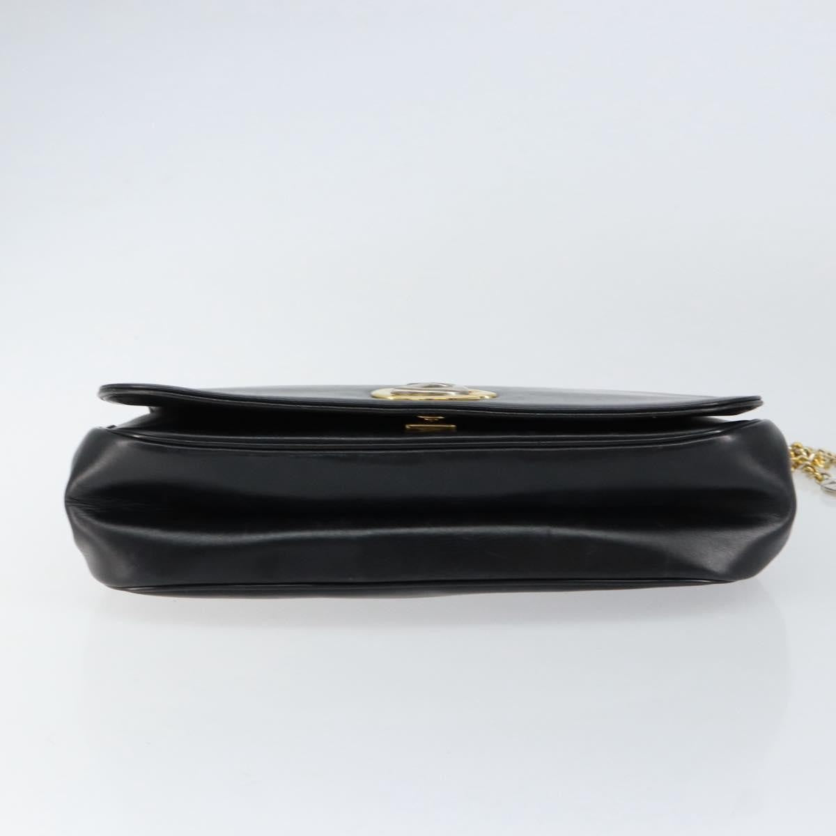 Christian Dior Vintage Chain Flap Shoulder Bag Leather, BLACK, LEATHER, Shoulder bag
