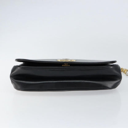 Christian Dior Vintage Chain Flap Shoulder Bag Leather, BLACK, LEATHER, Shoulder bag