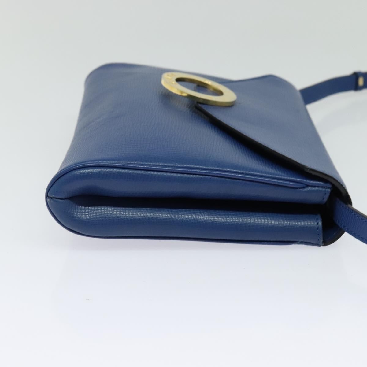 Celine Vintage Circle Logo Crossbody Bag Leather, BLUE, LEATHER, Crossbody bag