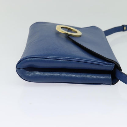 Celine Vintage Circle Logo Crossbody Bag Leather, BLUE, LEATHER, Crossbody bag