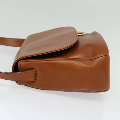 Celine Vintage Circle Logo Crossbody Bag Leather, BROWN, LEATHER, Crossbody bag