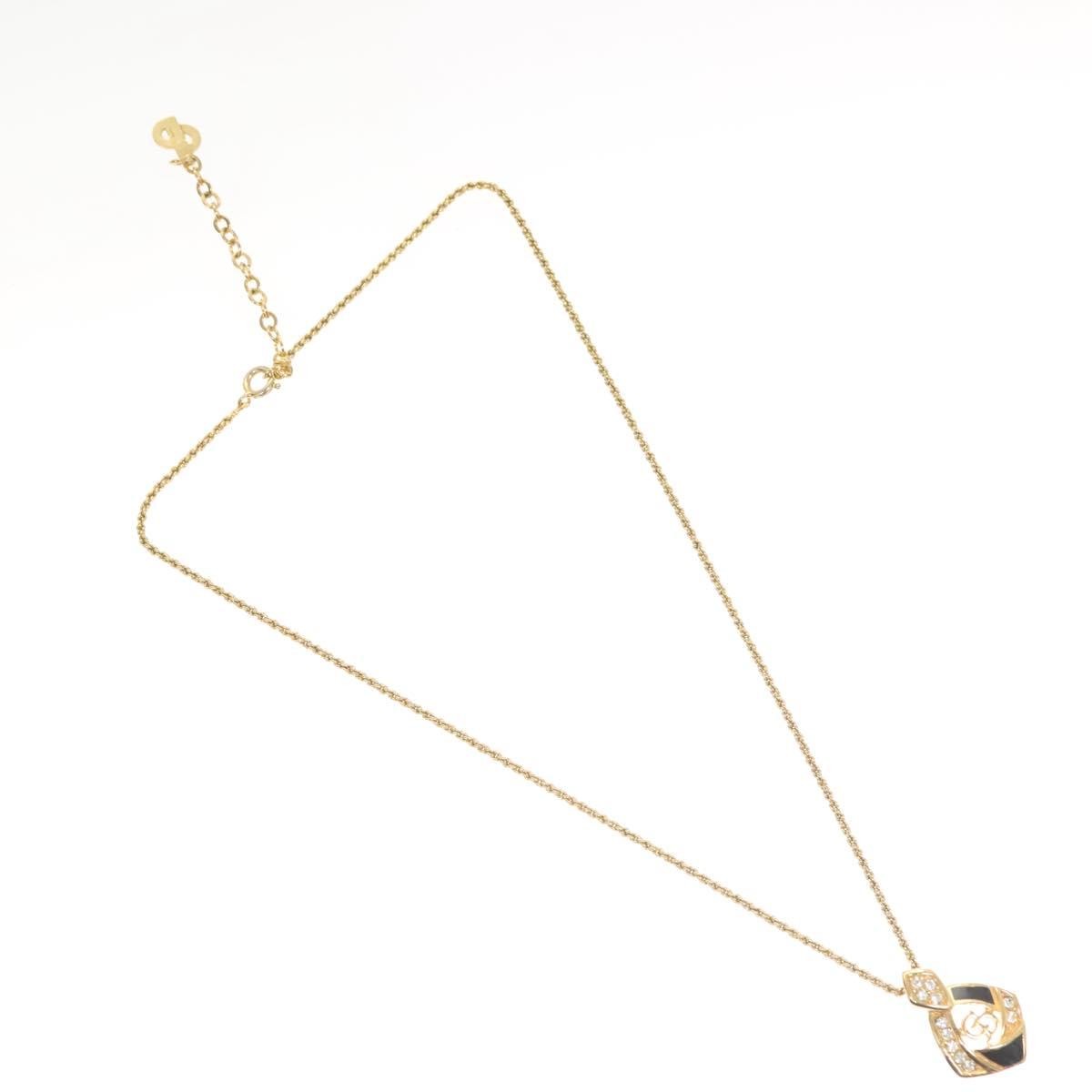 Christian Dior CD Pendant Necklace Metal and Crystals, GOLD, METAL, Necklace