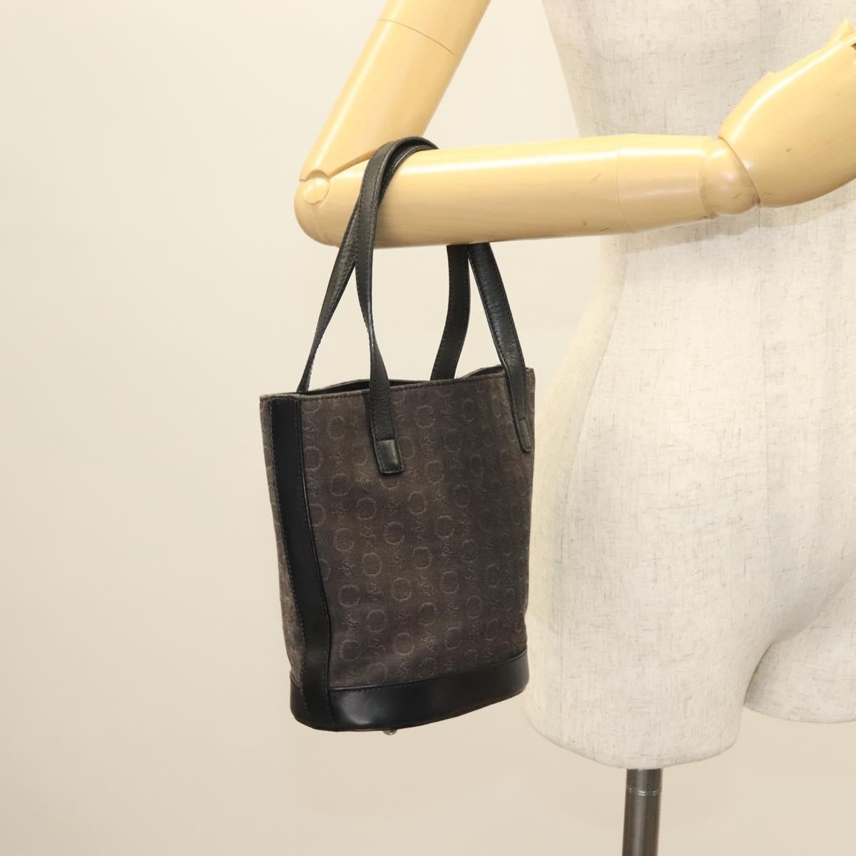 Celine C Macadam Handbag Canvas, BLACK, CANVAS, Handbag
