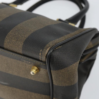 Fendi Vintage Pequin Boston Bag Coated Canvas, BLACK, CANVAS, Handbag