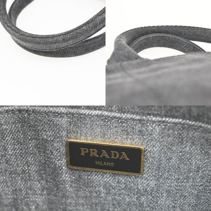 Prada Canapa Convertible Tote Denim, BLACK, DENIM_JEANS, Tote bag