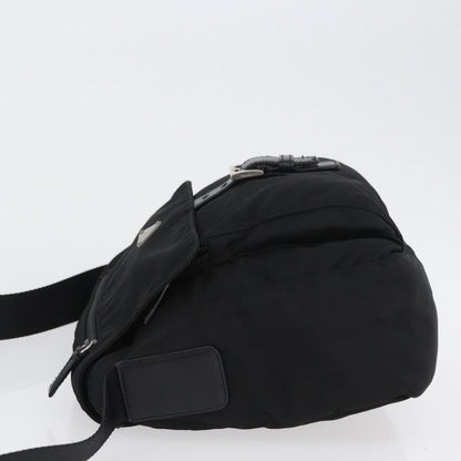 Prada Buckle Messenger Bag Tessuto, Black, Nylon, Shoulder Bag
