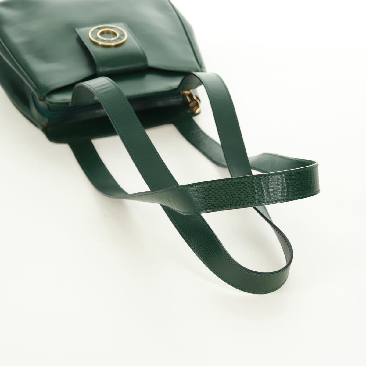 Celine Circle Logo Shoulder Bag Leather, Green, Leather, Shoulder Bag