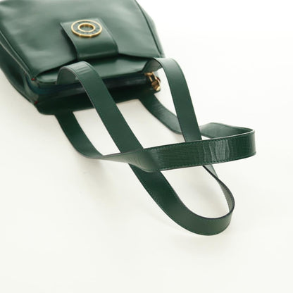 Celine Circle Logo Shoulder Bag Leather, Green, Leather, Shoulder Bag