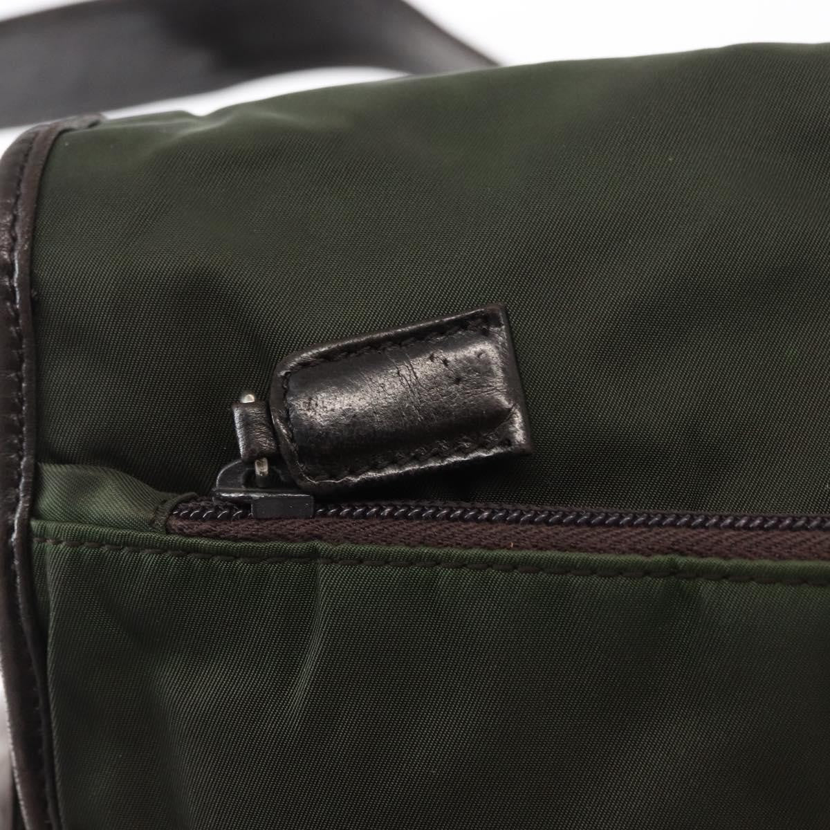 Prada Double Buckle Flap Messenger Bag Tessuto, Khaki, Nylon, Shoulder Bag