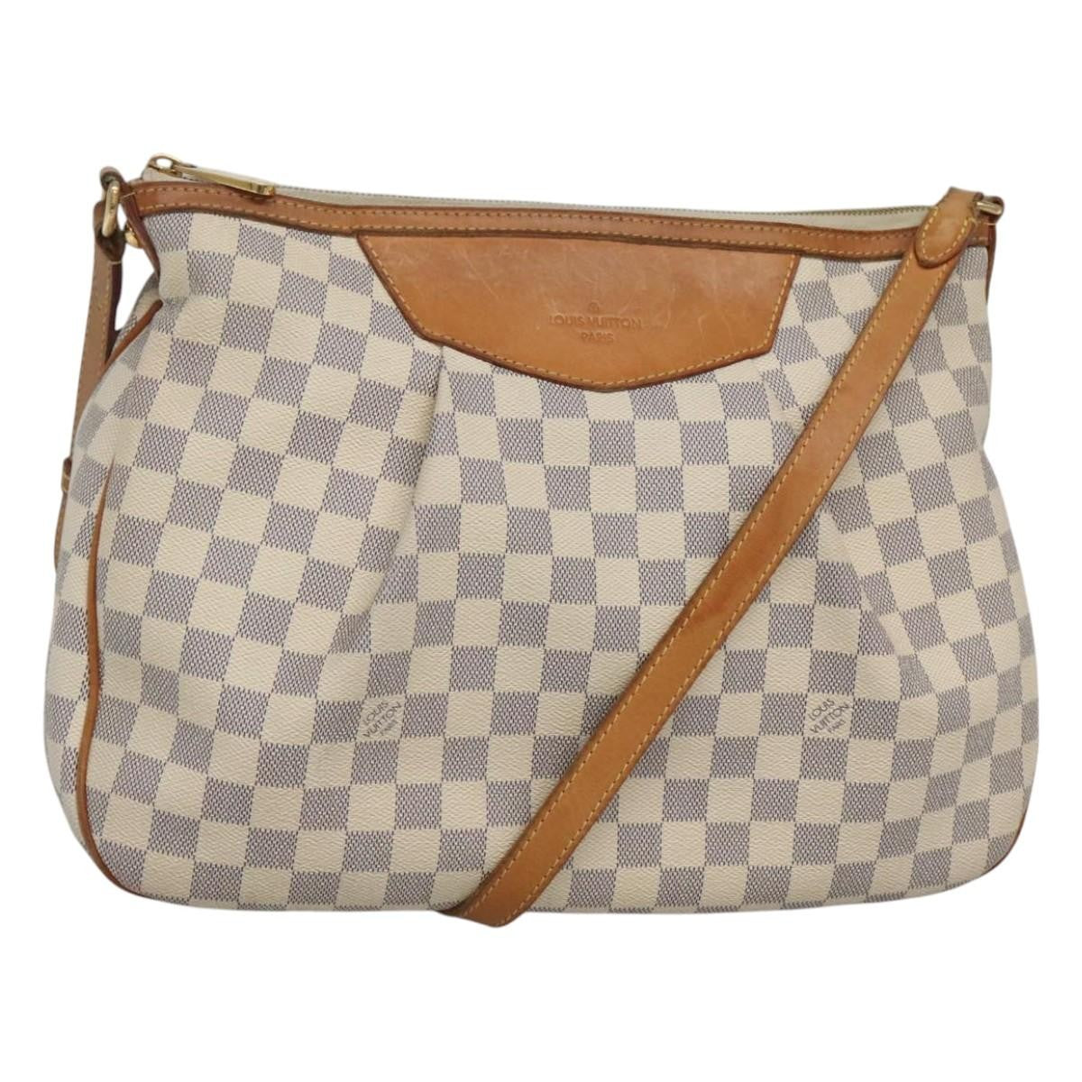 Louis Vuitton Siracusa Handbag Damier, WHITE, CANVAS, Shoulder bag