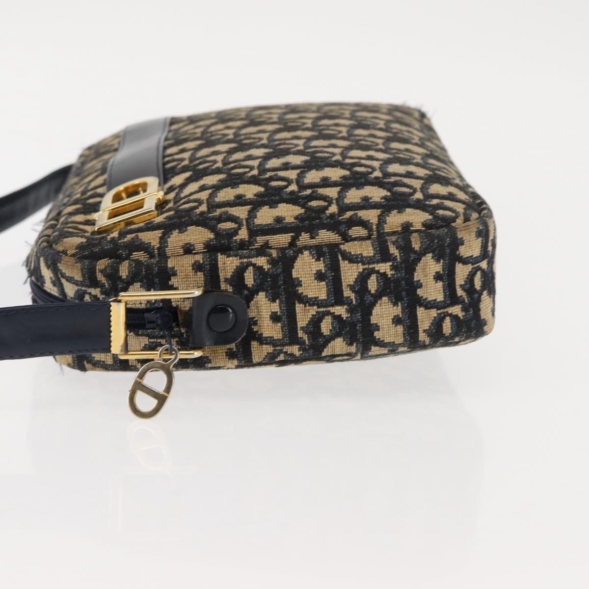 Christian Dior Vintage Trotter Crossbody Bag Diorissimo Coated Canvas, NAVY, CANVAS, Shoulder bag