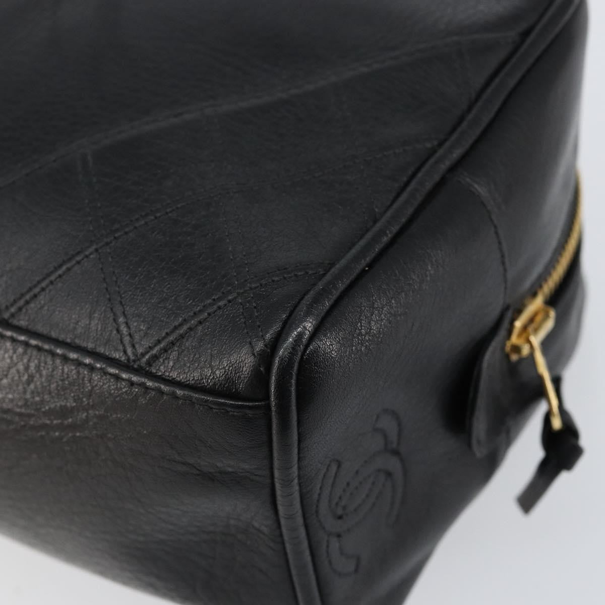 Chanel Vintage Toiletry Pouch Leather, Black, Leather, Clutch